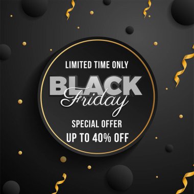 Kara Cuma indirimi kısıtlı zaman özel teklifi sosyal medya tanıtımı için% 40 indirimli büyük satış yılı süper satış yılı tanıtımı vs.