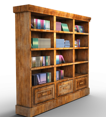 Akademi kitapları olan eski bir kitaplık.