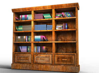 Akademi kitapları olan eski bir kitaplık.