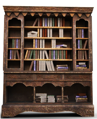 Akademi kitapları olan eski bir kitaplık.