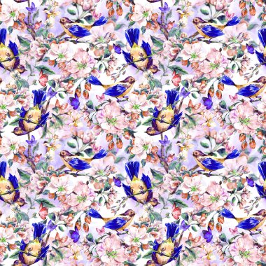 Spring seamless background with blooming branches