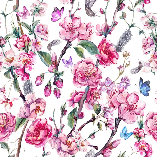 Spring seamless background with pink flowers — Φωτογραφία Αρχείου
