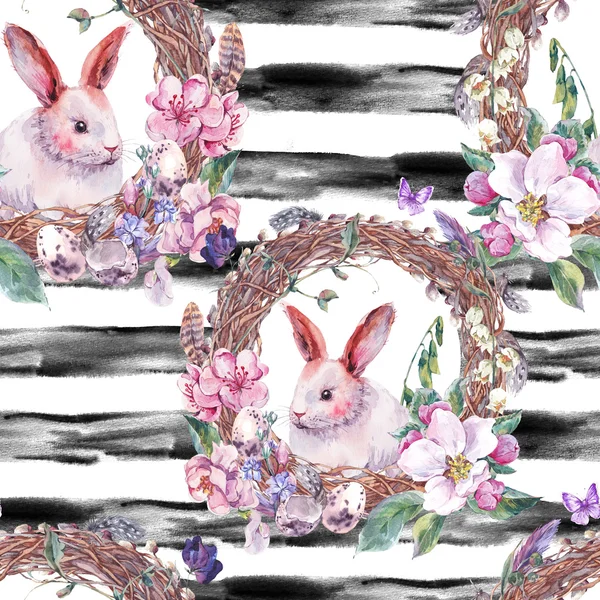 Watercolor spring Happy Easter Seamless Pattern — Foto Stock