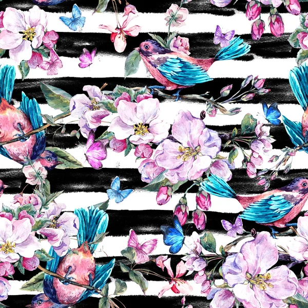 Spring seamless pattern with pink flowers blooming branches of p — Φωτογραφία Αρχείου