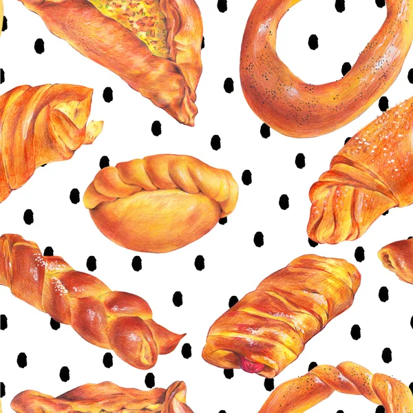 Hand drawn baking seamless pattern — Zdjęcie stockowe