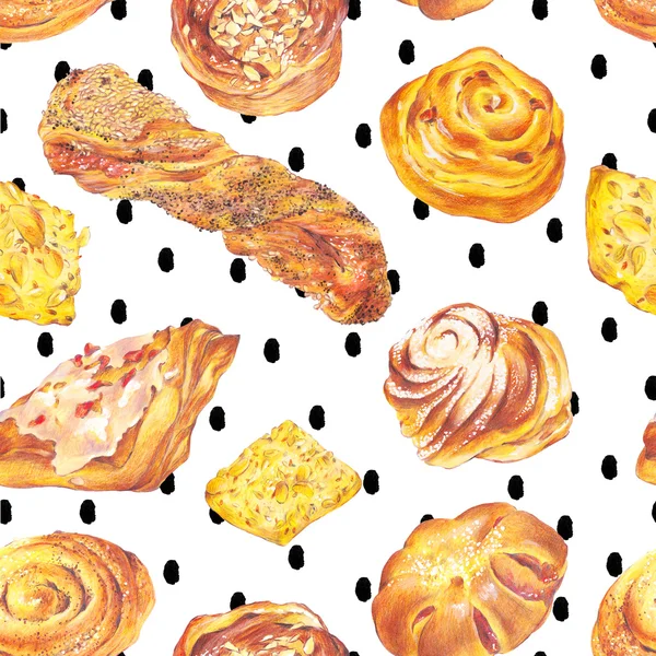 Hand drawn baking seamless background — 图库照片