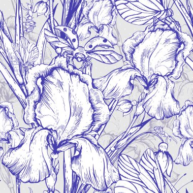 Vintage Bahçe çiçek Dikişsiz desen vektör