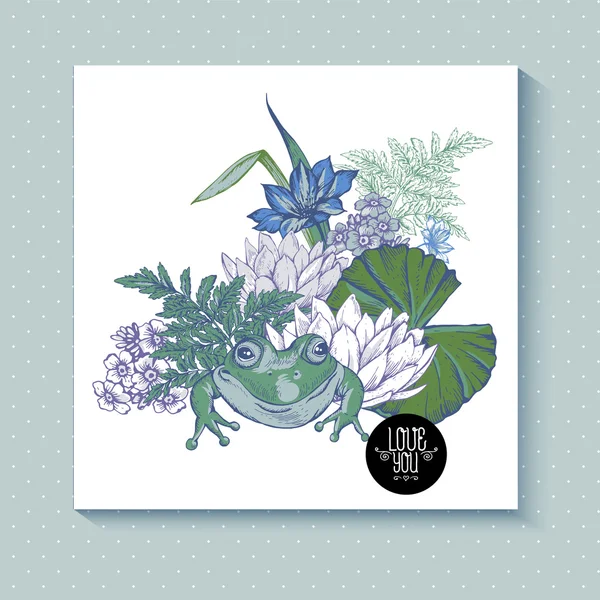 Flores Aguado estanque Vintage vector tarjetas de felicitación — Archivo Imágenes Vectoriales