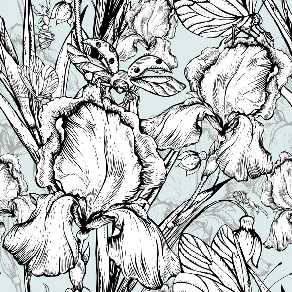 Fleurs de jardin Vintage vector modèle sans couture — Image vectorielle