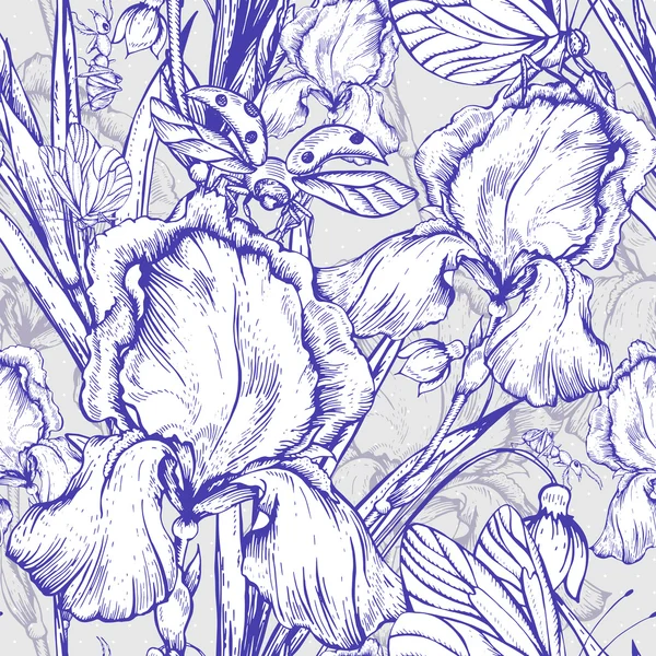 Flores Vintage vector patrón transparente — Archivo Imágenes Vectoriales
