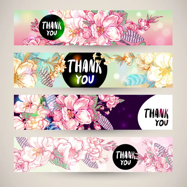 Conjunto de modelos vintage banner horizontal de primavera. — Vetor de Stock