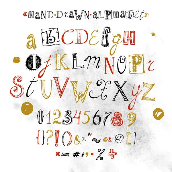 Vector Alphabet, Hand Drawn Font, Letters illustration — Stock Vector
