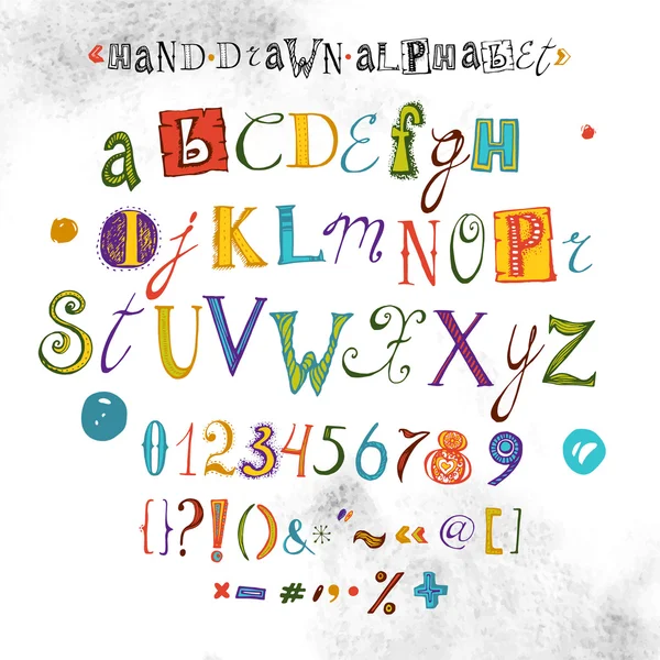 Vector Alphabet, Hand Drawn Font, Letters illustration — Stock Vector