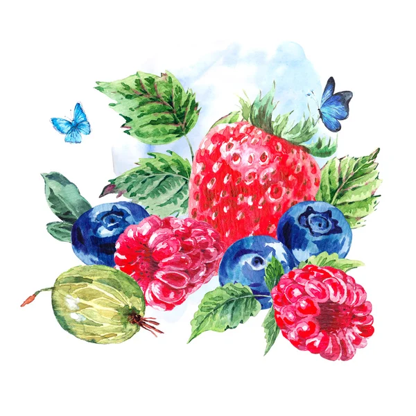 Természetes akvarell eco élelmiszer ábra — Stock Fotó