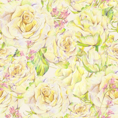 Floral seamless background with white roses