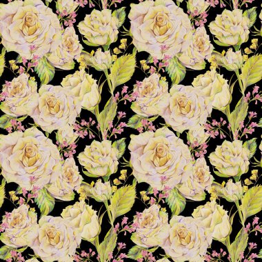 Floral seamless background with white roses