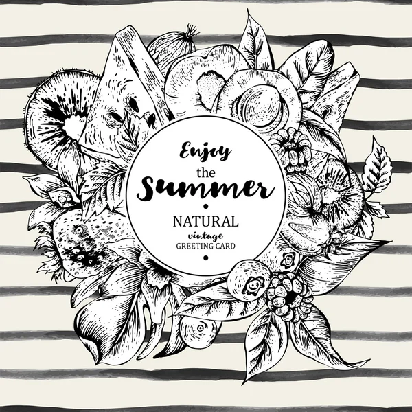Cartão de frutas exóticas de verão Menu — Vetor de Stock