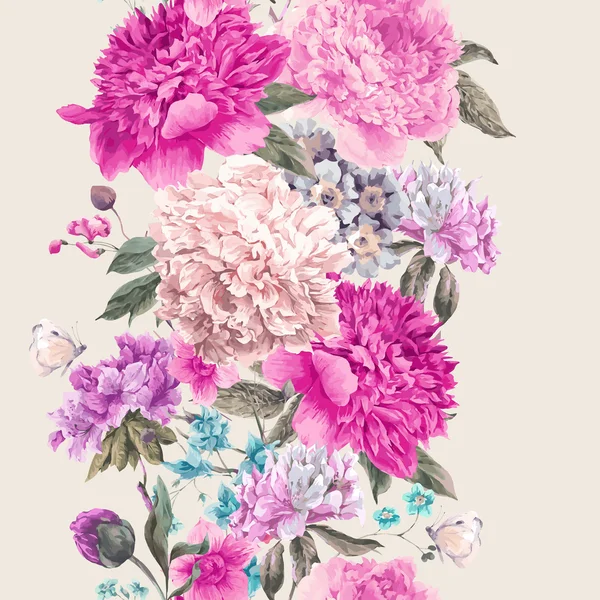 Vintage Vector floral nahtlose Grenze — Stockvektor