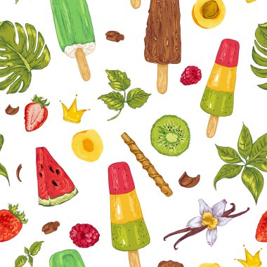 summer natural eco food seamless pattern