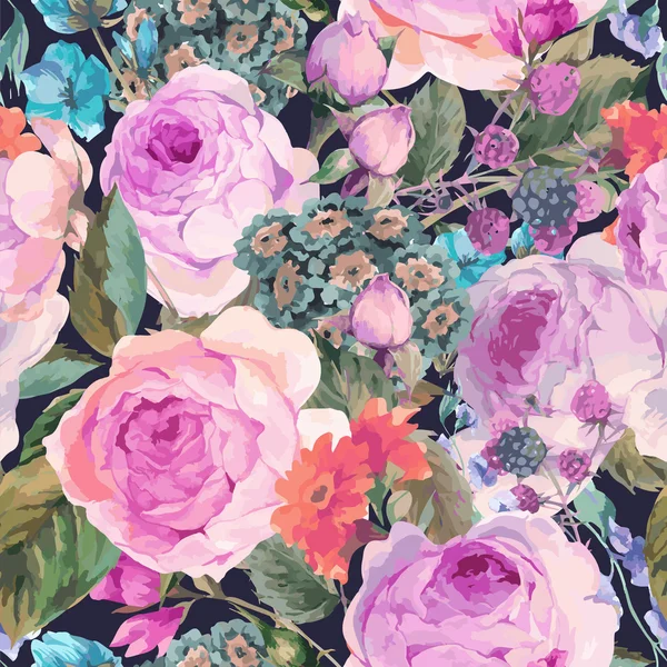 Vecteur vintage floral motif sans couture — Image vectorielle