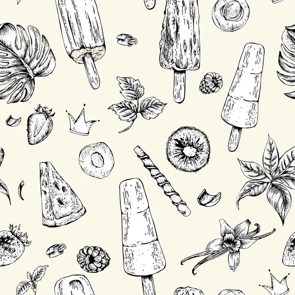 Summer natural eco food seamless pattern — Stockový vektor