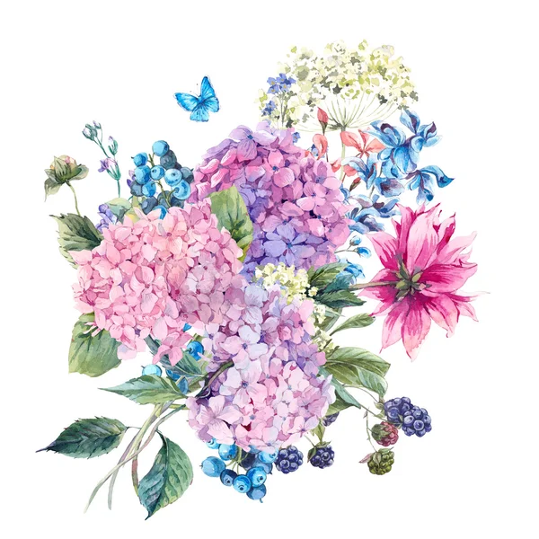 Квіткові вітальну листівку з гортензії — стокове фото