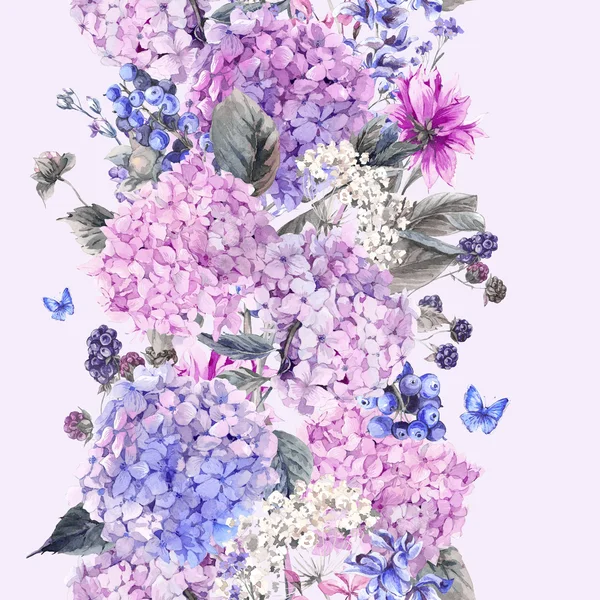 Borda sem costura floral com hortênsia — Fotografia de Stock