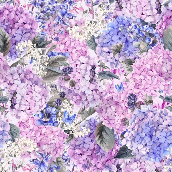Цветочный бесшовный рисунок с Hydrangea — стоковое фото