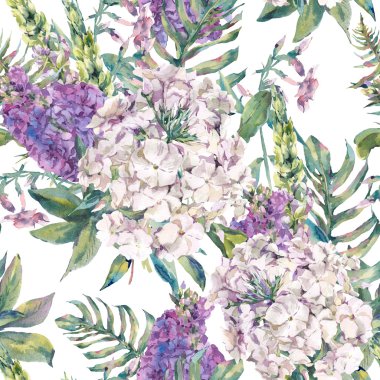 Kır çiçekleri ile sulu boya Dikişsiz desen