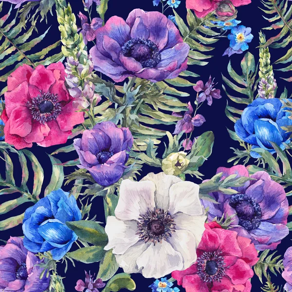 Bloemen naadloos patroon met anemonen — Stockfoto