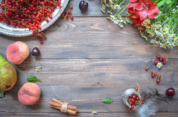 Beeren und Früchte Rand Hintergrund vintage mock up — Stockfoto