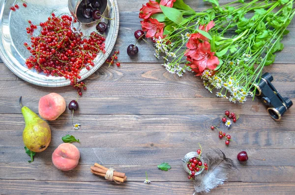 Beeren und Früchte Rand Hintergrund vintage mock up — Stockfoto