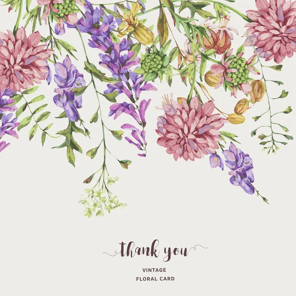 Vector Aquarell Sommer Wiesenblumen Wildblumen Botanisch Florale Grußkarte Sammlung Medizinischer — Stockvektor