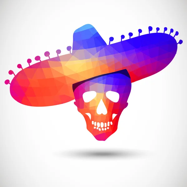 Sombrero-színes geometriai koponya — Stock Vector