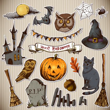 karalamalar kümesi halloween öğeleri Tasarla