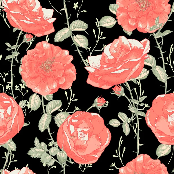 Vintage Seamless Romantic Roses — стоковый вектор