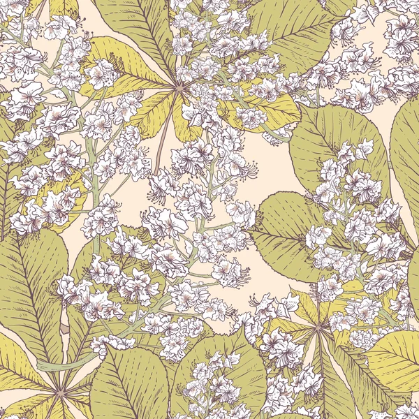 Fondo de primavera sin costuras de castaño de flor — Vector de stock