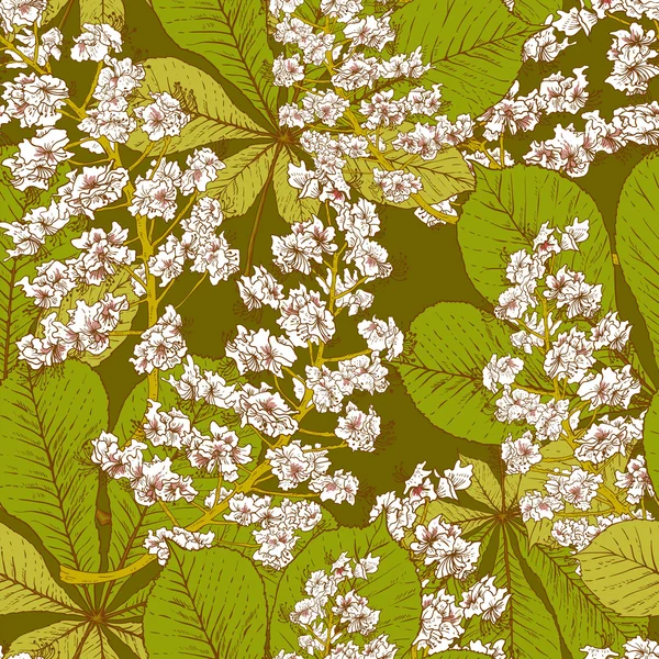 Fondo de primavera sin costuras de castaño de flor — Archivo Imágenes Vectoriales