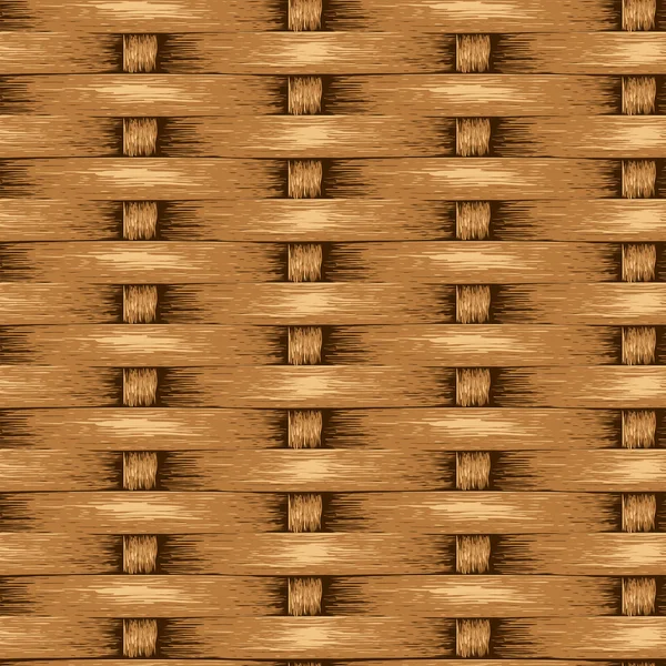 Fond sans couture en osier, Panier en bois texturé — Image vectorielle