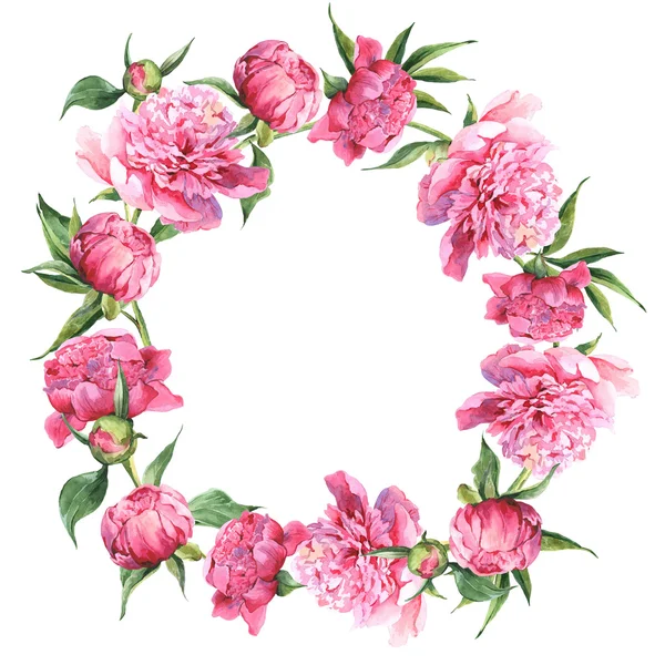 Pembe suluboya peonies vintage tebrik kartı