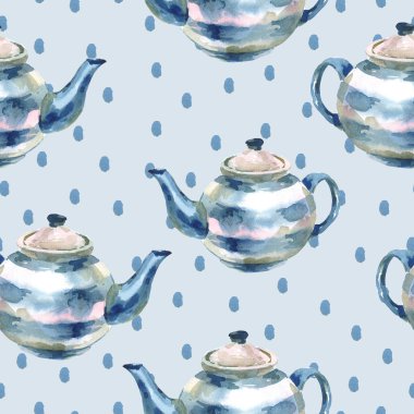 Çaydanlıklar ile sorunsuz suluboya arka plan