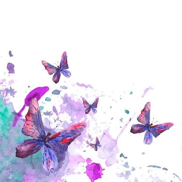 Abstracte aquarel achtergrond met vlinders — Stockvector