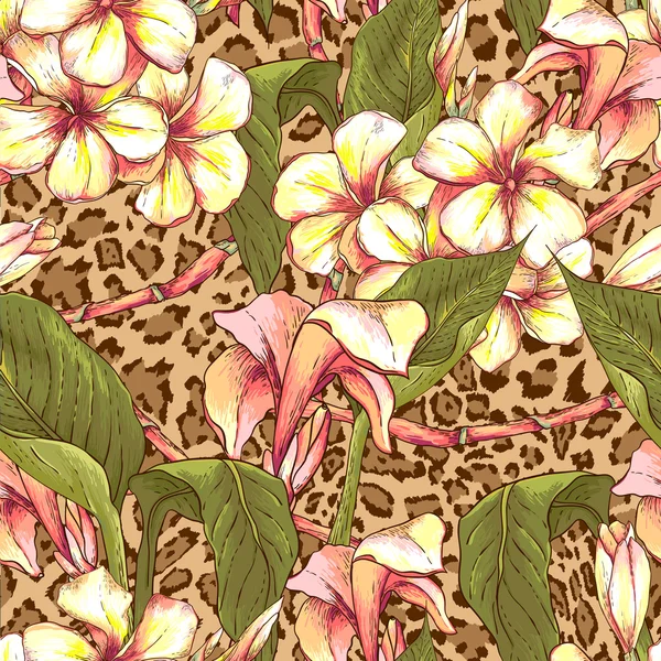 Nahtloses Muster mit exotischen Blumen — Stockvektor