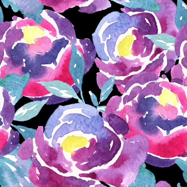 Acuarela sin costura Rose patrón floral — Vector de stock