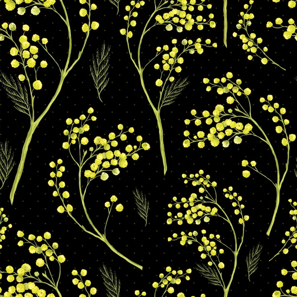 Patrón de primavera sin costuras con ramita de Mimosa . — Vector de stock