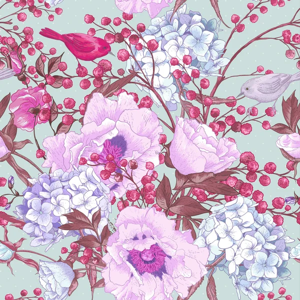 Gentle Spring Floral Seamless Background — Stock Illustration Gentle Spring Floral Seamless Background Vector Graphics