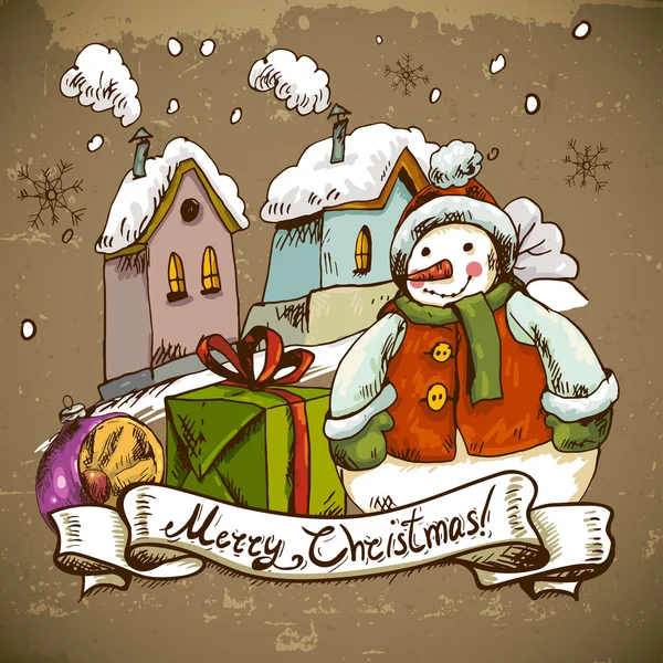 Illustration bonhomme de neige pour Noël — Image vectorielle