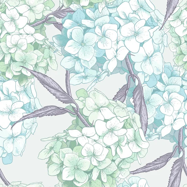 Hermoso azul Hydrangea Fondo sin costura — Vector de stock