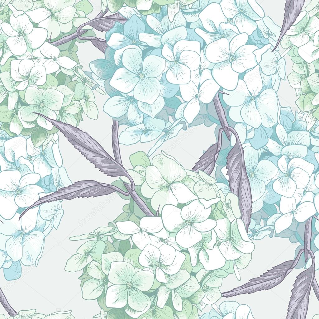 Beautiful Blue Hydrangea Seamless Background