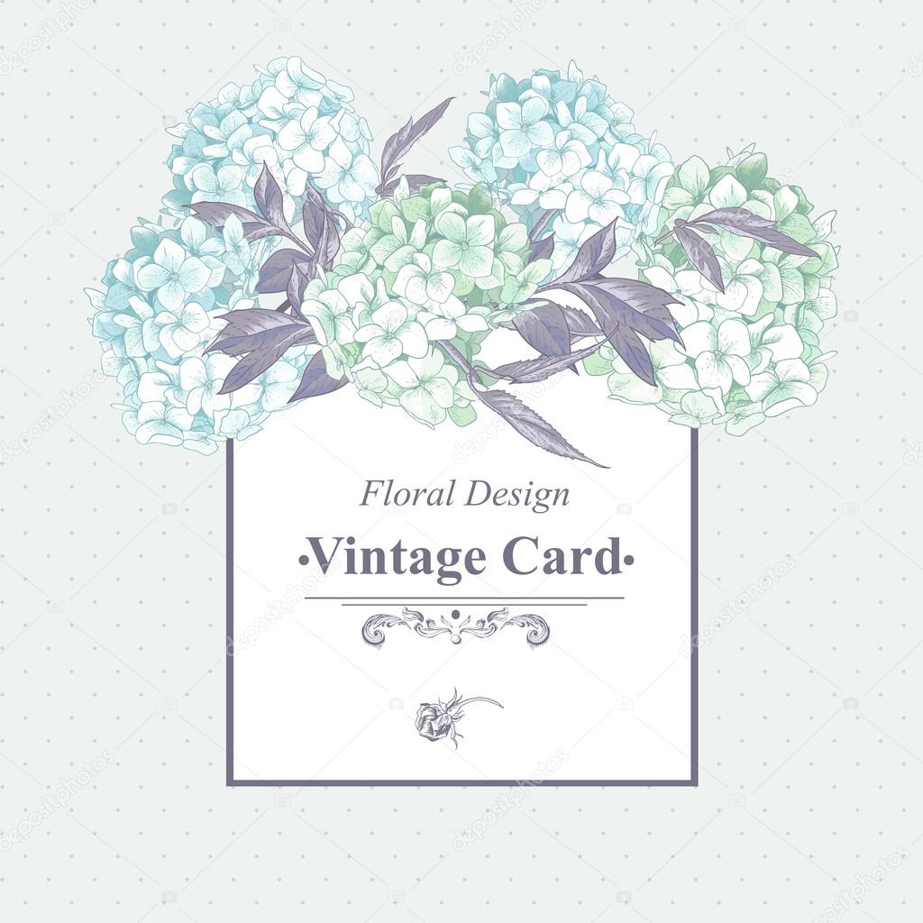 Gentle Blue Vintage Floral Greeting Card